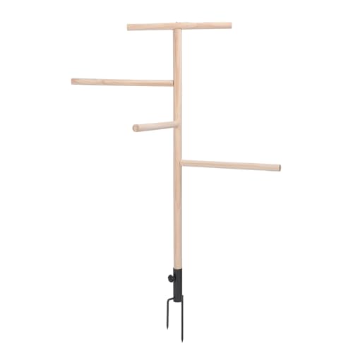Image of Diydeg Extra Large Chicken Perch Toys, Wooden Chick Perch Stand with Metal Ground Plug, Outdoor Birds Training, Chicken Coop Accessoriess for Large Bird Parrot Poultry Rooster