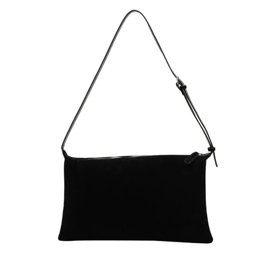 Bolso Ante Marron Bolso de hombro de ante sólido retro de gran capacidad for mujer, bolso cruzado versátil for desplazamientos diarios.(Black) Bolso Ante Marron Bolso de hombro de ante sólido retro de gran capacidad for mujer, bolso cruzado versátil for desplazamientos diarios.(Black)