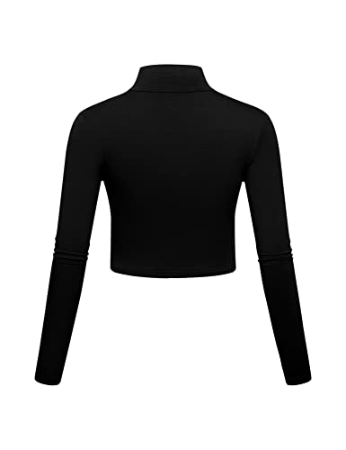 Image of Kindcall Lightweight Mock Turtleneck Crop Tops Long Sleeve Casual Base Layer for Women