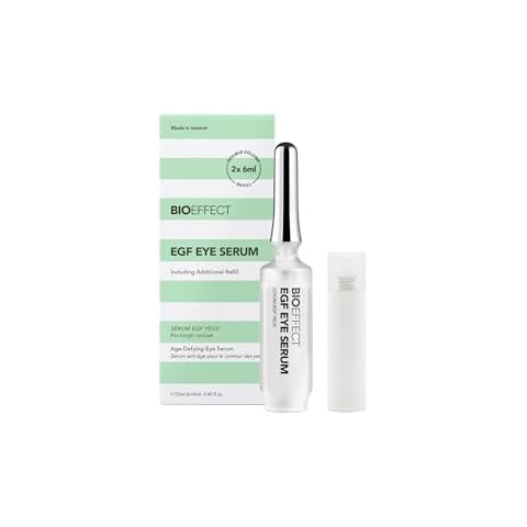 BIOEFFECT EGF Eye Serum Refill Set with Cooling Rollerball (6 ml) and One Refill Cartridge (6ml), Anti-Aging Corrective Gel with Hyaluronic Acid for Puffy Bags, Wrinkles, Fine Lines and Crows Feet Cover