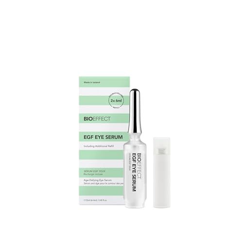 BIOEFFECT EGF Eye Serum Refill Set with Cooling Rollerball (6 ml) and One Refill Cartridge (6ml), Anti-Aging Corrective Gel with Hyaluronic Acid for Puffy Bags, Wrinkles, Fine Lines and Crows Feet