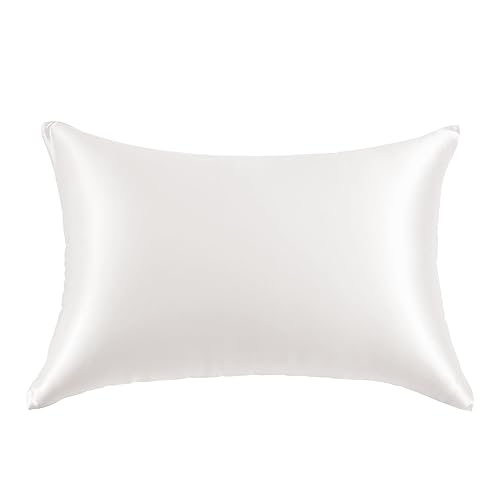 Image of THXSILK 100% Silk Pillowcase for Hair and Skin, 30 Momme Both Sides Grade 6A+ Mulberry Silk Pillow Case with Hidden Zipper, Soft Smooth White Pillowcase(1pc, Queen Size 20 inchx30 inch)