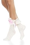 Violet Mist White Ruffle Socks for Women Adults Girls Cute Funny Easter Bunny Frilly Kawaii Lolita Bunny Ears Ankle Novelty Animal Fancy Rabbit Crew Bobby Socks