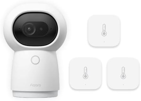 Aqara 2K Security Indoor Camera Hub G3 Plus 3 Temperature and Humidity Sensor, Works with HomeKit Secure Video, Alexa, Google Assistant, IFTTT
