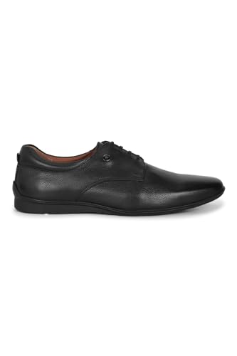 Image of Louis Philippe Men Premium Leather Breathable Lining Material Anti Slip Flat Heel TPR Sole Formal Derby Shoes