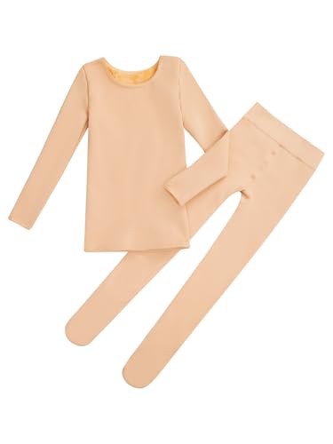 Kids Girls 2 Piece Thermal Underwear Long Sleeve Fleece-Lined Shirt and Long Johns Warm Undergarments4