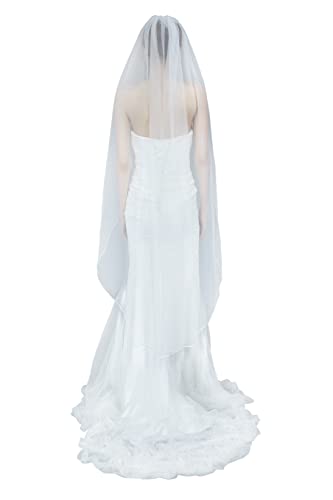 BEAUTELICATE Schleier Brautschleier Braut Hochzeit Softtüll Weiß Ivory Lang Kurz Ellbogenlang Mit Metall Kamm 1 Schicht V67 - Ivory/Cream - Gr....
