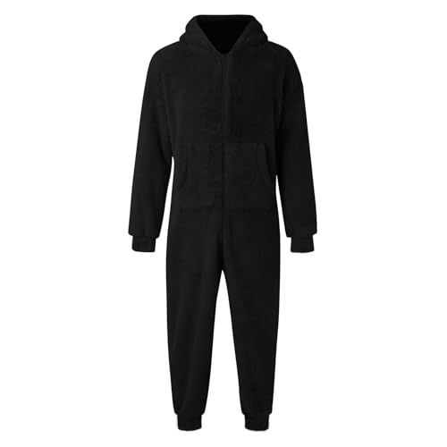 Hulpvktsgiq Men's Hooded Jumpsuit Zip Up One Piece Pajamas Fleece Playsuit Jogger Sweatsuit Overall Jogging Romper Tracksuit3