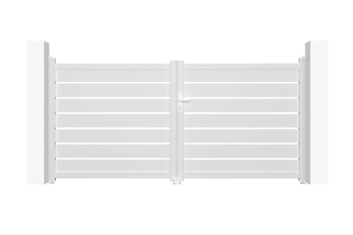Casanoov Doppelflügeltor aus Aluminium 3m VOGEL H.140cm weiß