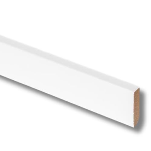 Twe Tucci Wood Essence - Rodapié lacado blanco minimalista moderno para interiores, fabricado en Italia, impermeable, tamaño del paquete: 50 x 12 x 2200 mm