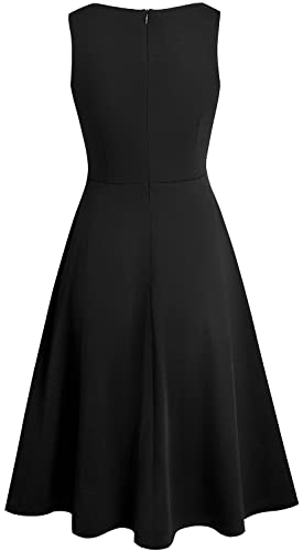 Homeyee Women's Deep V Neck Casual Cocktail Skater Dress With Pockets A293 (Black,6) #TOP3
