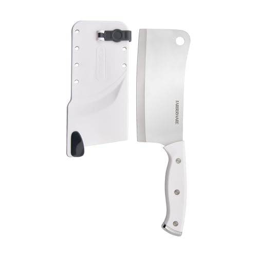 Farberware Edgekeeper Triple Riveted Cleaver Knife with Self-Sharpening Blade Cover, High Carbon-Stainless Steel Kitchen Knife with Ergonomic Handle, Razor-Sharp Knife, 6 Inch, White by Farberware - Used condition - US$15.48