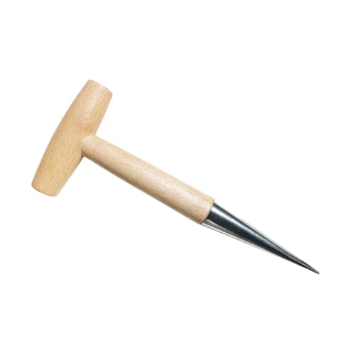 VICASKY Ergonomic Garden Hole Punch Tool Dibber for Planting Wood Handle Easy to Use