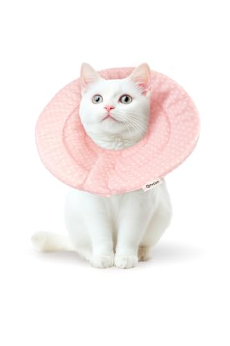 (シリーズ累計2万個突破) Petiam エリザベスカラー 猫 犬 ソフト 軽量 傷舐め防止 引っ掻き防止 術後ケア (サクラピンク, M)
