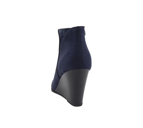 Image of Soda Ability - Mid Ankle Bootie w /Split Shaft and Zipper Stacked Wedge Heel