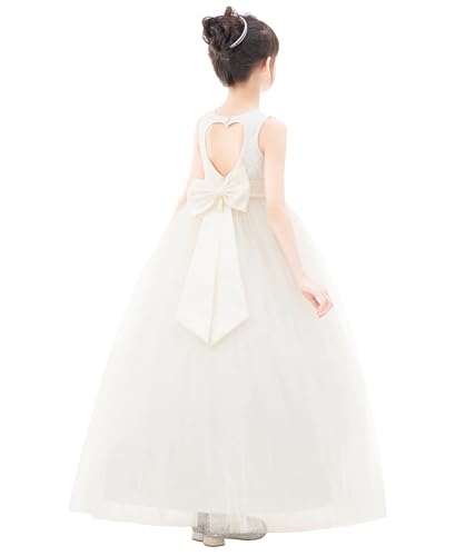 ekidsbridal Floral Lace Heart Cutout Flower Girl Dress for Church Communion Gowns 172noFT