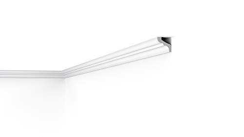 Cornisa/Moldura decorativa techo blanca NMC NOMASTYL® F 33X33X2000mm Poliestireno 30 metros