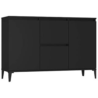 vidaXL Engineered Wood Sideboard, 104 x 35 x 70 cm, Black Finished Industrial Style Cabinet, with Spacious Drawers & Doors