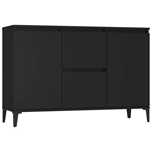 vidaXL Aparador Entrada Acento Pasillo Vestíbulo Recibidor Auxiliar Decoración Hogar Casa Escritorio Mueble de Madera Contrachapada Negro 102x35x70 cm