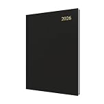 Collins - Essential - 2026 12 Month Calendar Year Planner, Day-to-Page Diary, A4 Hard Cover - Black (ESSA41.99-26)
