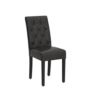 Yaheetech Faux Leather Dining Chairs Button Tufted Dining Room Chairs with Rubber Wood Legs Mid Century Accent Dinner Chair for Living RoomKitchen Set of 2 Brown