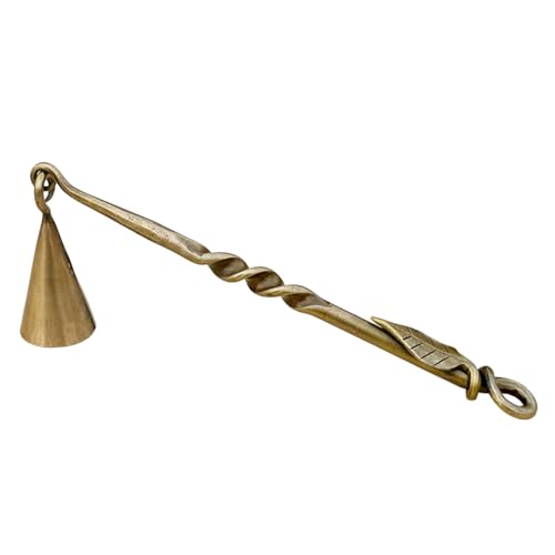 Living Ideas Hand Forged Leaf Candle Snuffer Iron Handmade Medieval Candle Snuffer Blacksmith Candle Extinguisher Gift for Candle Lovers Classic Look Antique Brass Finish Wick Candlesnuffers