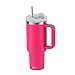 FLASC 40 oz Tumbler With Handle | 100% Leakproof Insulated Tumbler With Lid and Straw | Includes ALL Accessories: Stainless Steel Straw, Silicon Boot, Straw Cover & Cleaner (Hot Pink)
