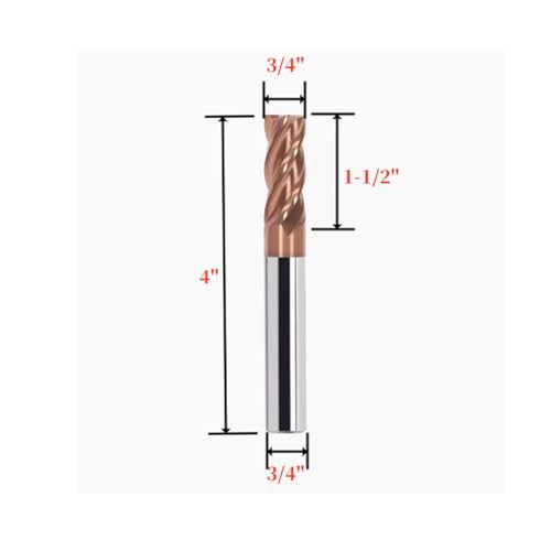 Image of 2 PCS Square Nose End Mill 4 Flute TISIN Coated Milling Cutter | 3 /4''shank carbide flat end mill bits suitable for CNC machining iron material up to HRC55 hardness with anti wear coating