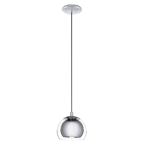 Eglo Rocamar Lámpara colgante de 1 foco, lámpara de metal cromado y cristal...