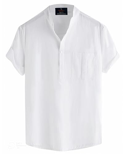 Image of Amazing Crafted Men's Half Sleeve Cotton Short Pocket Kurta