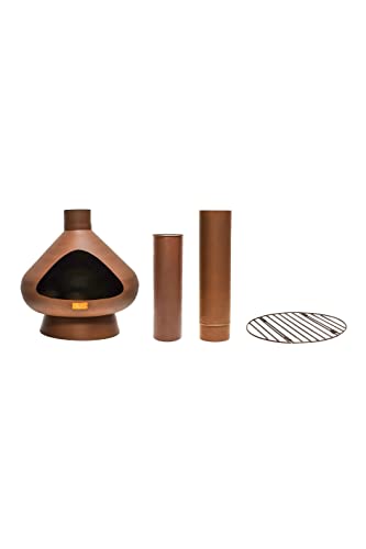 Ivyline Fornax Steel Fireplace with Chimney in Rust - Image 6