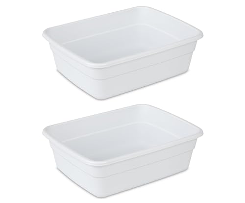 (2 Pack) 8 Qt. Dishpan, Multi-Purpose Plastic Wash Tub, Kitchen, Sink, White