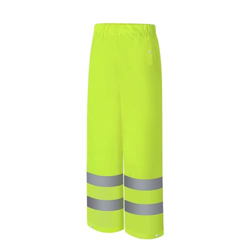 Rain Pants, High Visibility Safety Coat, Hi Vis Waterproof Work Pants, Lightweight Rain Gear for Outdoor Activities, Men Women, Yellow P, L-XL