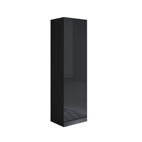MB Muebles Bonitos, Armoire Mural Luke V4 pour Salon ou Salle à Manger Moderne, Meuble Modulaire en Mélamine Brillante, Couleur Noir, 40x165x29 cm