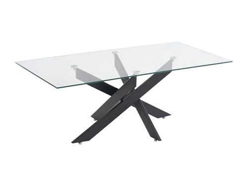 Vente unique Mesa de Centro de Vidrio Templado y Metal Negro   Transparente   Cosima