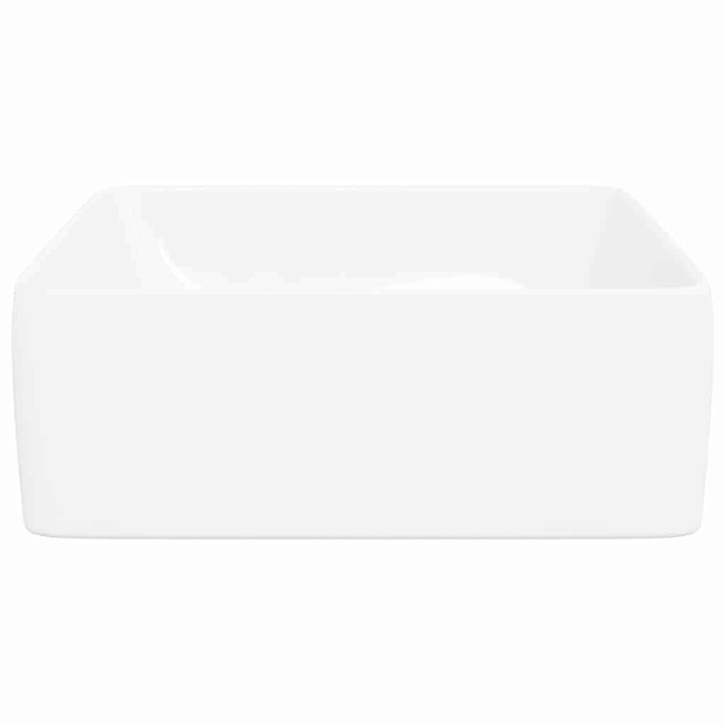 vidaXL Lavabo Rectangular, Lavamanos para Encimera, Fregadero Rectangular, Lavabo para Baño Aseo Tocador, Cerámica Blanco 48x37x13 cm