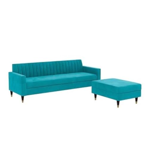 Image of 4 Seater Sofa Set with Two Cushions Perfect for Home Office Guests Living Room (Sky Blue, 4 Seater)