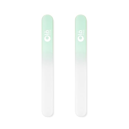 Olababy Glass Nail File for Newborns & Infants 2pk (Mint) | Safe Glass Fingernail Filer with Travel Case