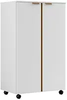 ArmáRio Para Lavanderia Com RodíZios, 2 Portas, 3 Prateleiras E FunçãO De Armazenamento(branco canela)