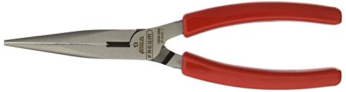 Facom 185A.20G 1/2 Round Nose Pliers with Carved PVC Handle, Red, 200 mm