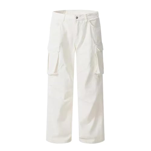 Men's Pants Workwear Straight Leg Loose Fit Multi Pocket Spring Summer Casual Wide Leg Denim for Men