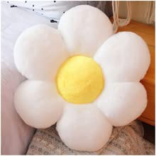 LANFIRE Cojín de Flores para Piso y Asiento de Silla - Almohada de Felpa Decorativa para Sofá y Cama (65CM, Blanco Amarillo) - 65CM - White Yellow