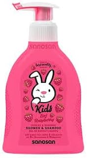 شامبو وجل 2 في 1 برائحة الفراولة مع مستخلص الزيتون العضوي وبروتين الحليب للعناية بالشعر والبشرة من سانوسان، عبوة 400 × 400 مل