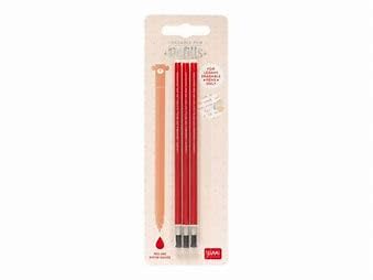 Legami - Recambio para bolígrafo de gel borrable (lote de 3 piezas, altura 13 cm, tinta termosensible roja, punta 0,7 mm)