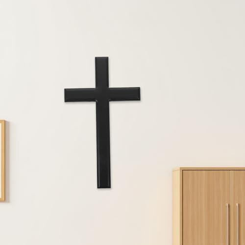 FESTFENDS Drewniany dekoracyjny krzyż ścienny: Drewniany czarny krucyfiks ścienny chrześcijański - 11,8-calowy religijny wiszący krzyż - chrześcijańska dekoracja kościoła do kaplicy