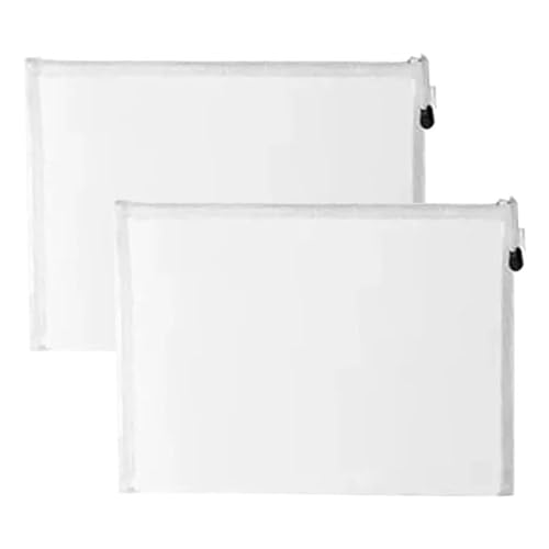 Image of 2 Stationary Transparent Pouch, Plastic Zipper Bags, Student Storage Bag, Document Bags, Certificates Bags, Pencil Pen Cases, Envelope Bag, Cosmetic Pouch with Zipper, Travel Organizer(Large)