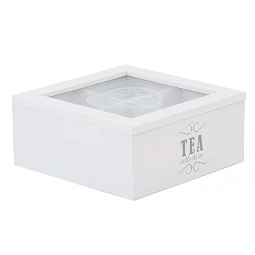 THE SECRET HOME - Caja para Té e Infusiones con Tapa - Caja de Madera Organizadora para Bolsas de Té - Caja con Compartimentos (4 compartimentos - Tea Collection) Cover
