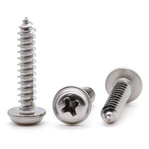 Glvaner M3 x 10mm (100 pcs) Stainless Steel Pan Washer Head Phillips Drive Self Tapping Screws, 304 Stainles Steel 18-8 Wood Screws, Sheet Metal Screws, Full Thread