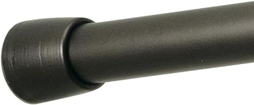 iDesign Cameo Cortina Metal de Longitud Media, sin taladrar, Barra telescópica para baño y Ducha, Bronce, 109-191 cm