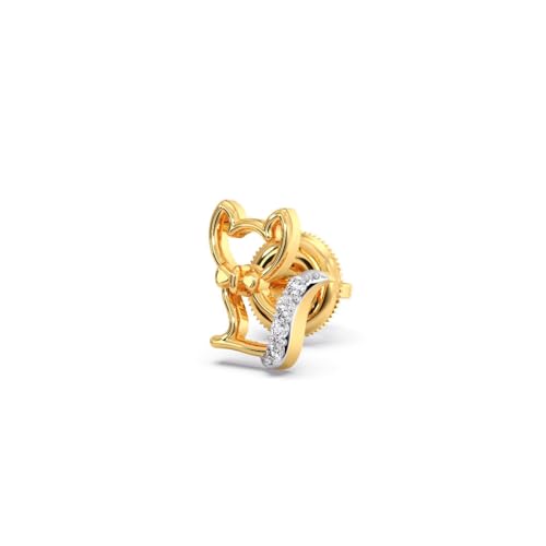 CANDERE - A KALYAN JEWELLERS COMPANY 18K BIS Hallmark Pure Yellow Gold and certified SIIJ Real Diamond Stud Earring for Kids with Screw Back closure - Image 2